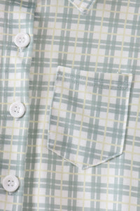 Sage plaid pocket button down shirt
