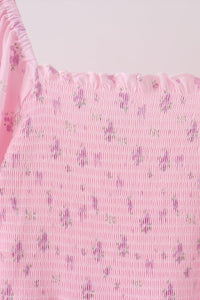 Pink Floral Bow Smocked mom dress