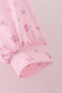 Pink Floral Bow Smocked mom dress