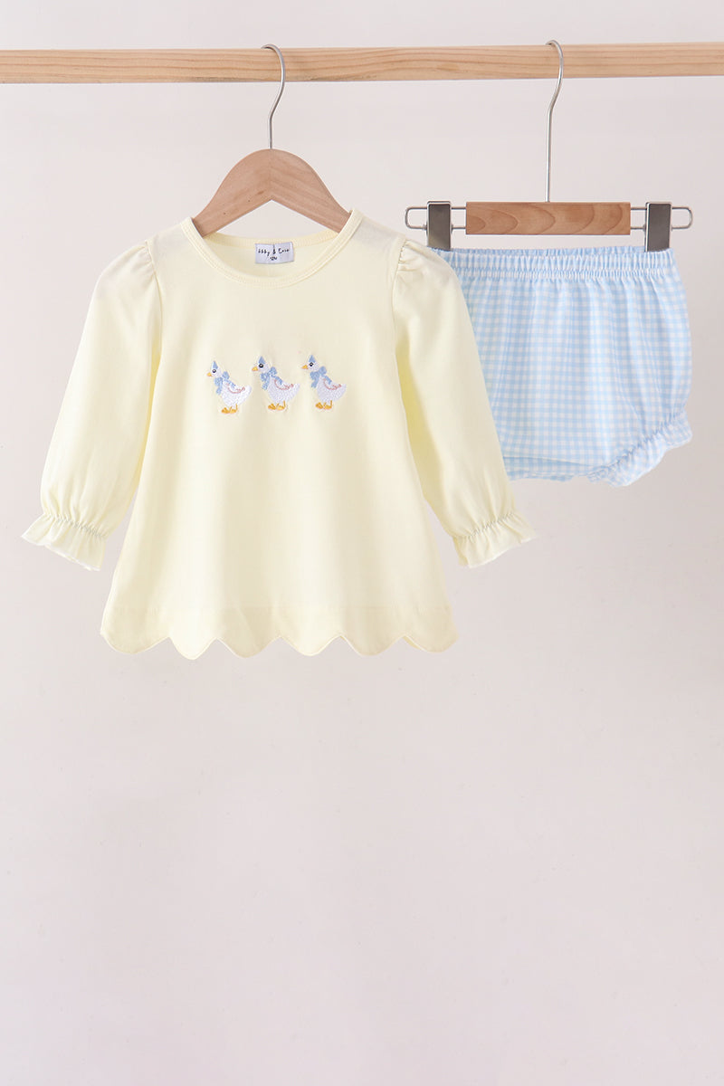 Goose embroidery bloomer set
