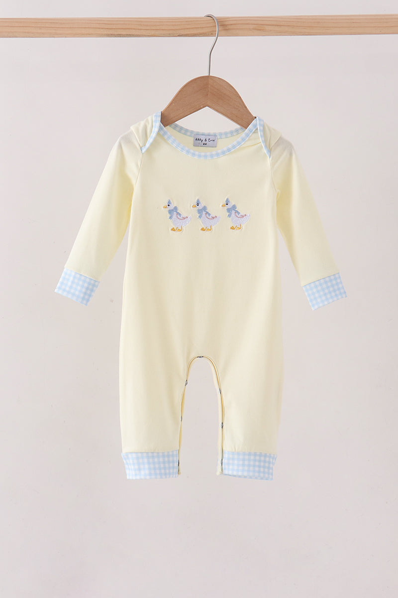 Goose embroidery romper