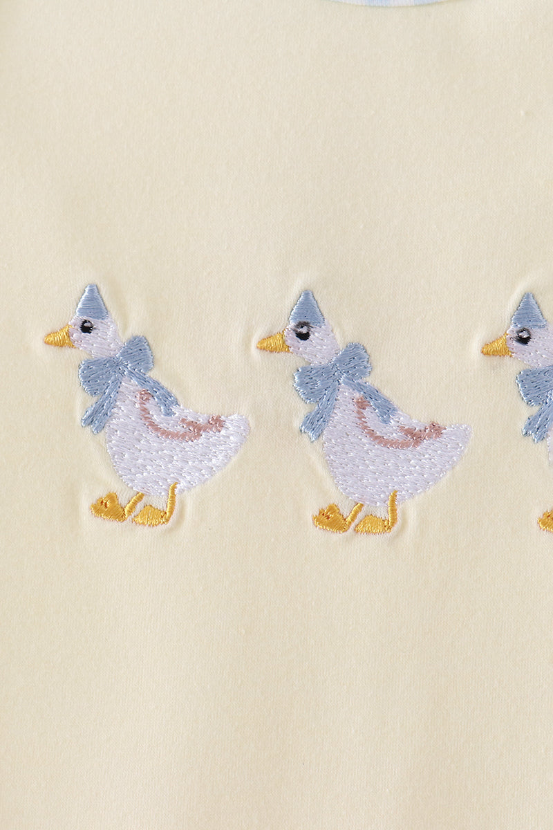 Goose embroidery romper