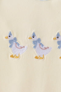 Goose embroidery romper