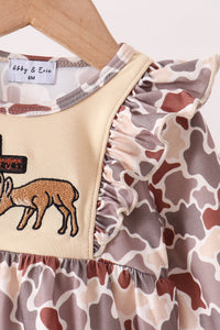 Camoufalge cross deer embroidery ruffle bubble