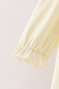 Cream smocked bow pants set