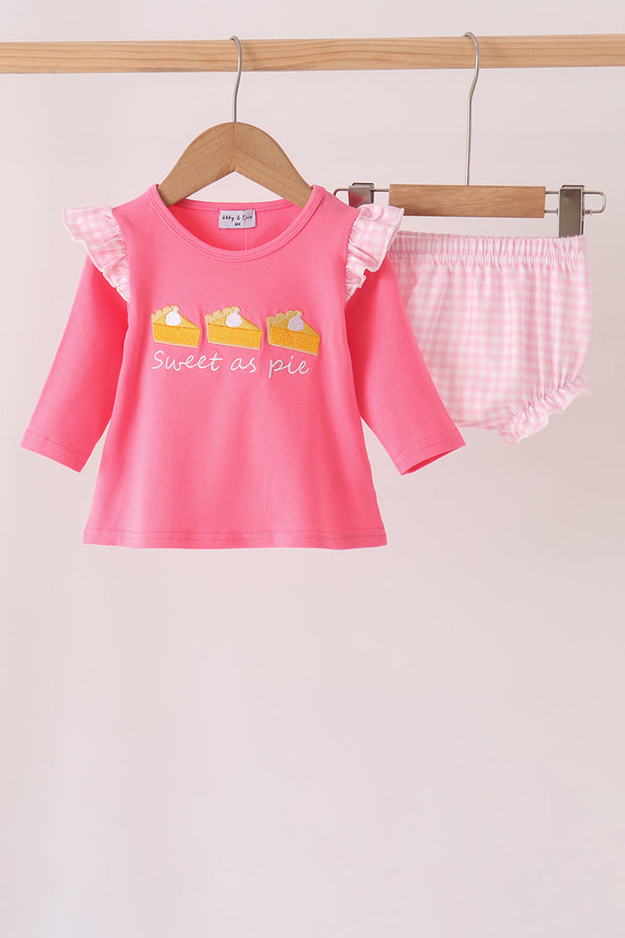 Sweet as pie embroidery ruffle bloomer set