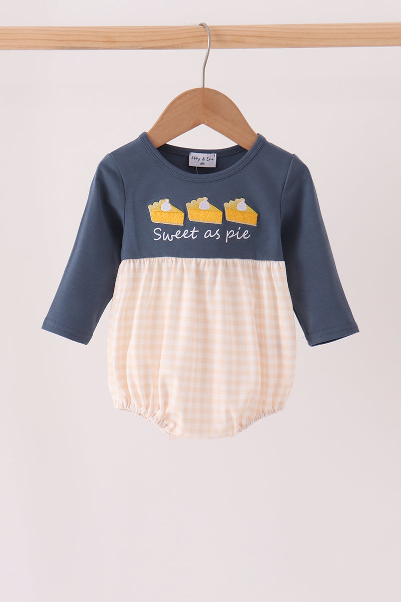 Sweet as pie embroidery gingham bubble