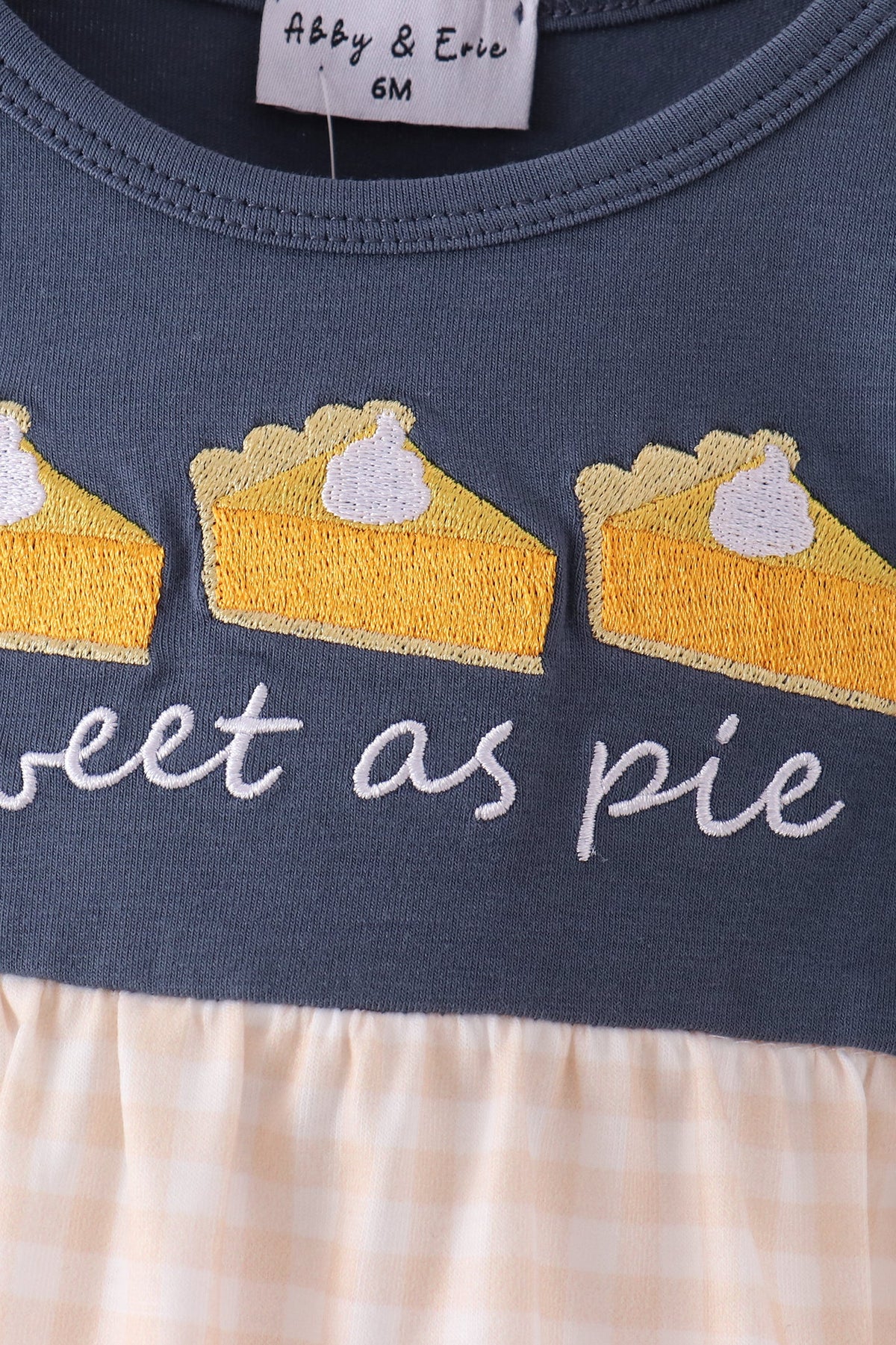 Sweet as pie embroidery gingham bubble