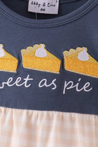 Sweet as pie embroidery gingham bubble
