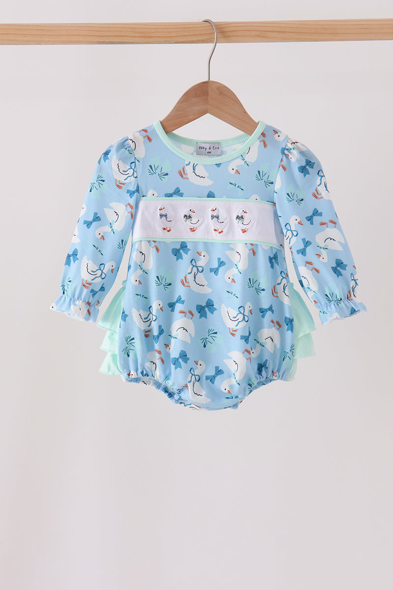 Goose bow embroidery ruffle bubble