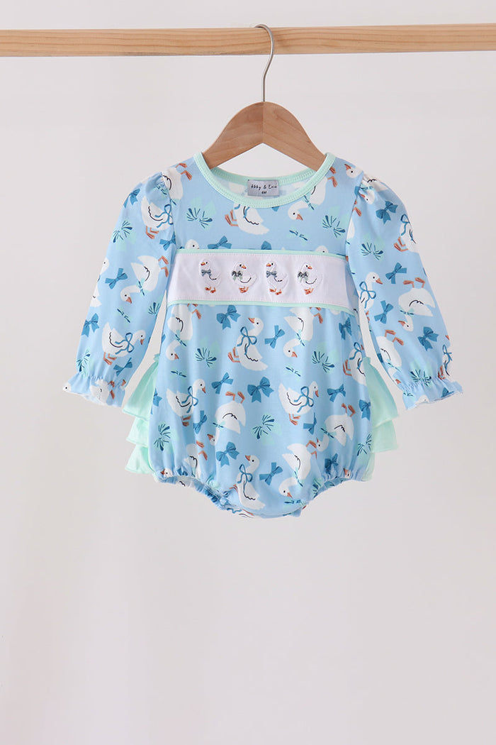 Goose bow embroidery ruffle bubble
