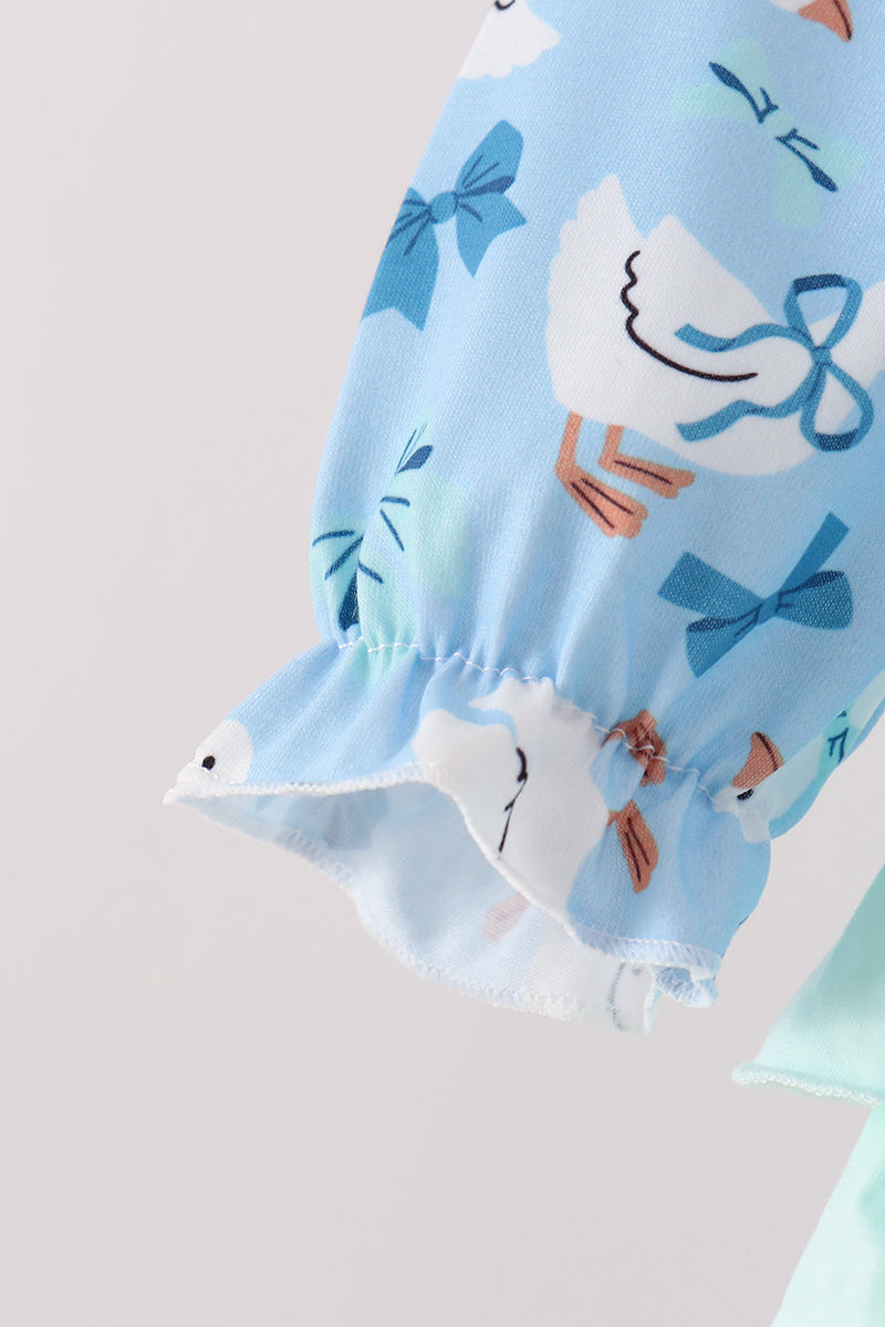 Goose bow embroidery ruffle bubble