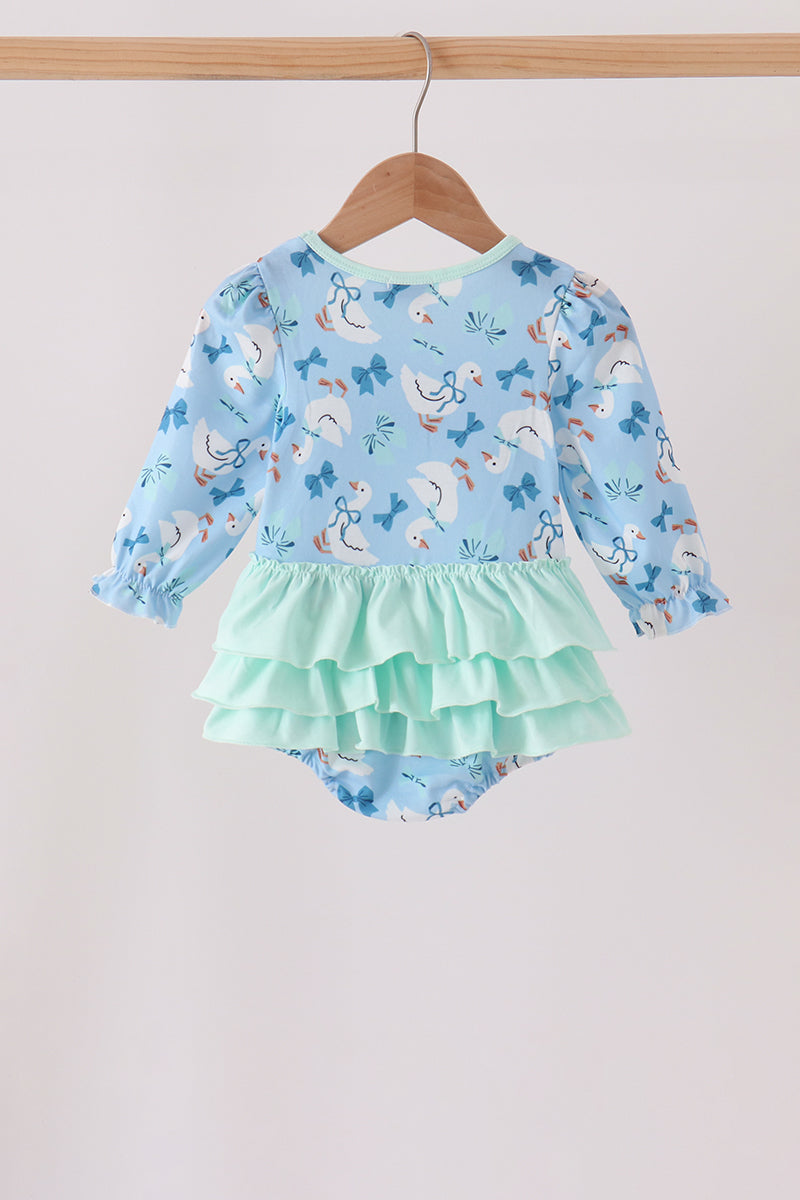 Goose bow embroidery ruffle bubble