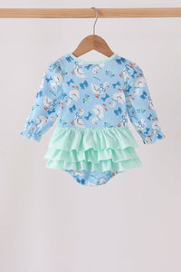 Goose bow embroidery ruffle bubble
