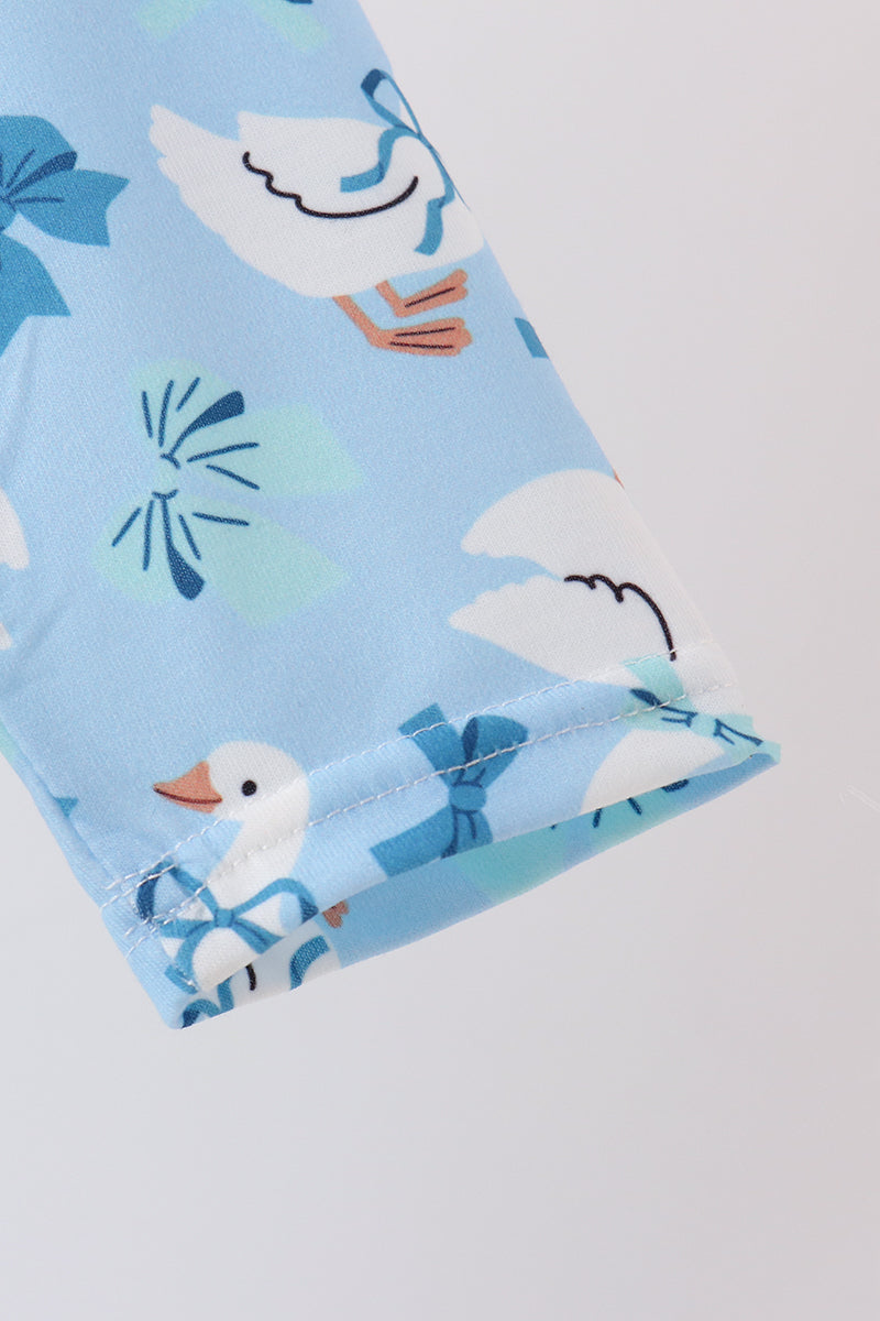 Goose bow embroidery ruffle dress