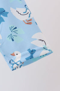 Goose bow embroidery ruffle dress