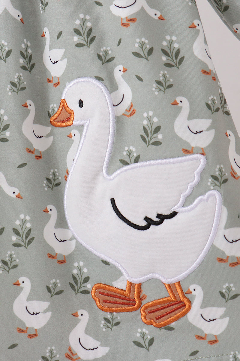 Goose applique ruffle dress