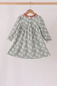 Goose applique ruffle dress