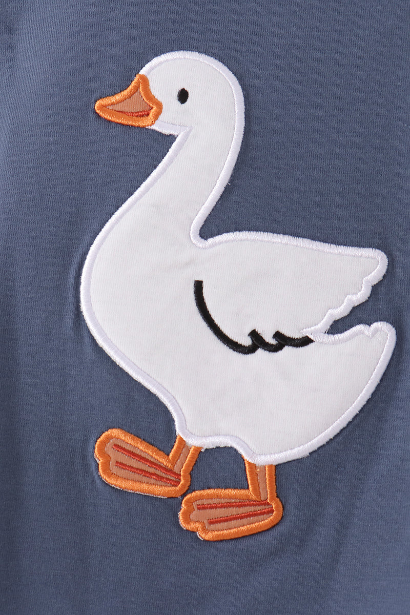 Goose applique gingham pants set