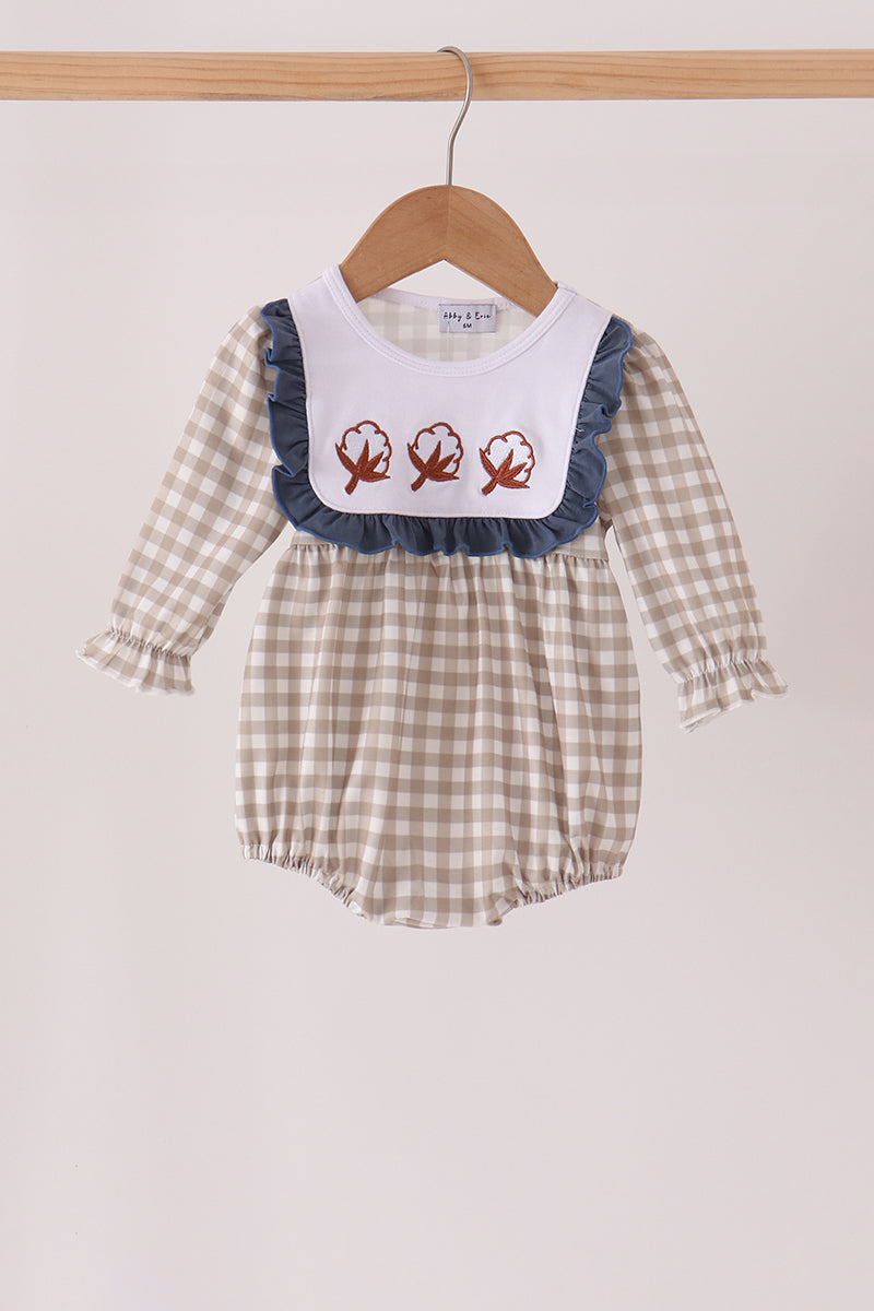Cotton embroidery gingham ruffle bubble