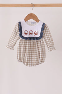 Cotton embroidery gingham ruffle bubble
