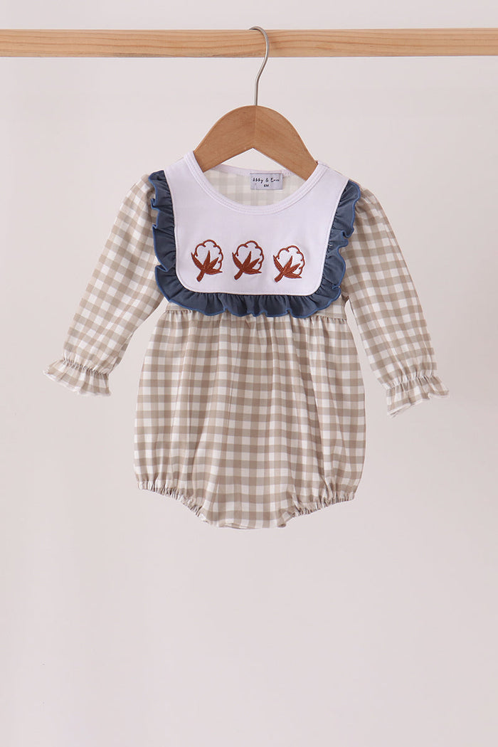 Cotton embroidery gingham ruffle bubble