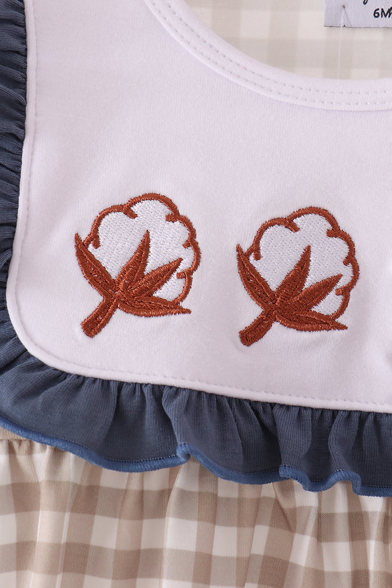 Cotton embroidery gingham ruffle bubble