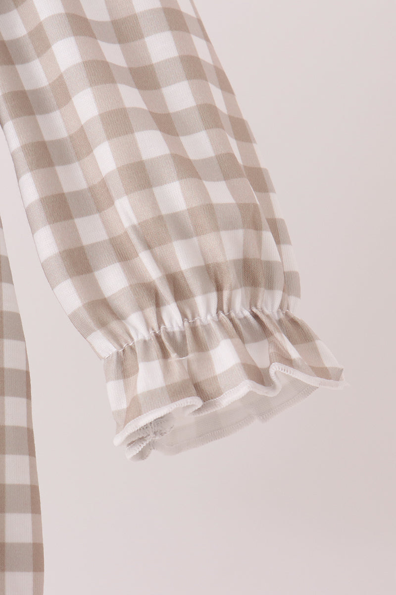 Cotton embroidery gingham ruffle bubble