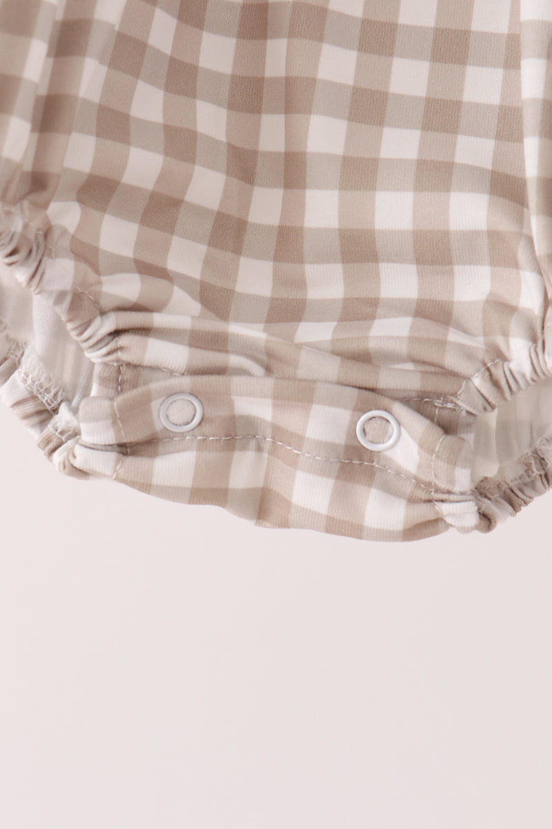 Cotton embroidery gingham ruffle bubble