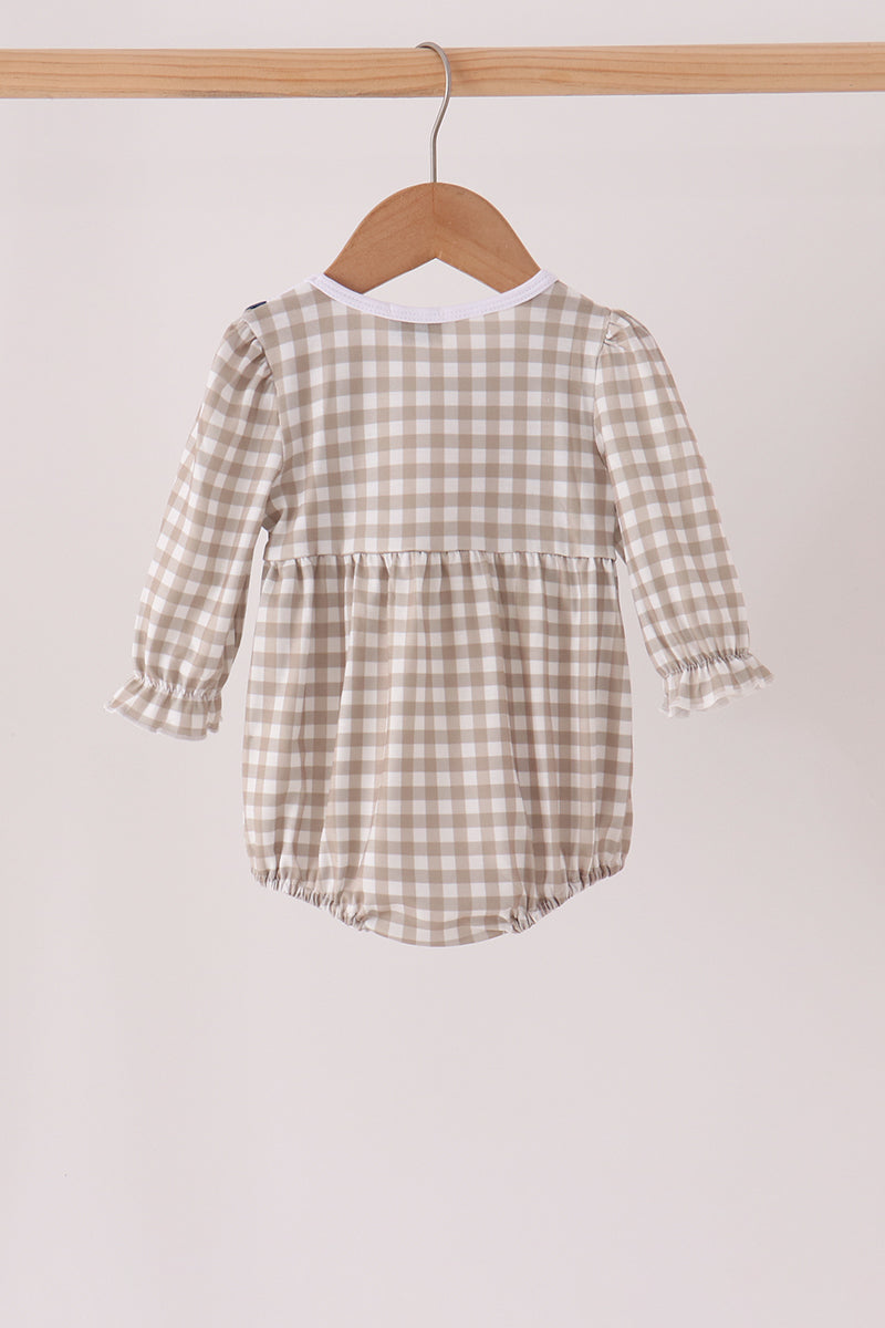 Cotton embroidery gingham ruffle bubble