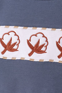 Cotton embroidery gingham pants set