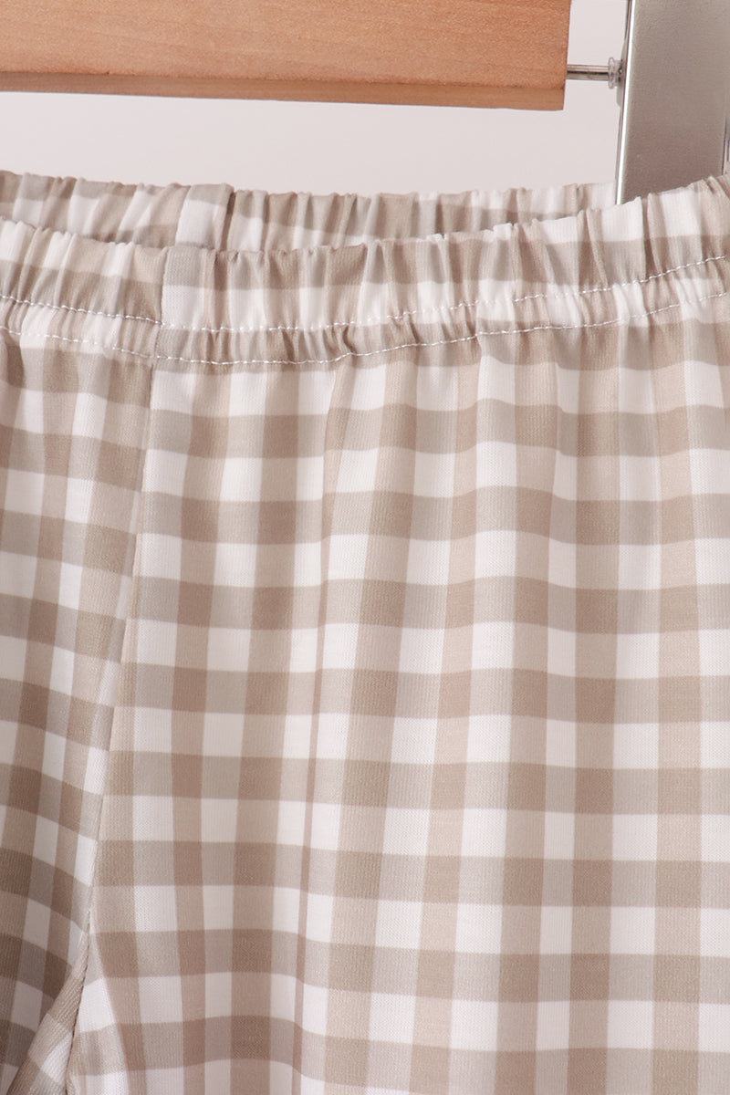 Cotton embroidery gingham pants set