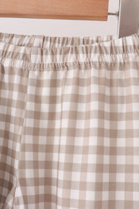 Cotton embroidery gingham pants set