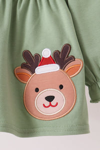 Reindeer Applique Ruffle Bloomer Set