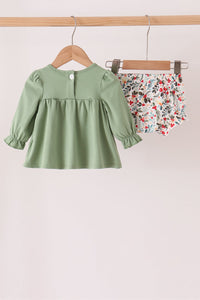 Reindeer Applique Ruffle Bloomer Set