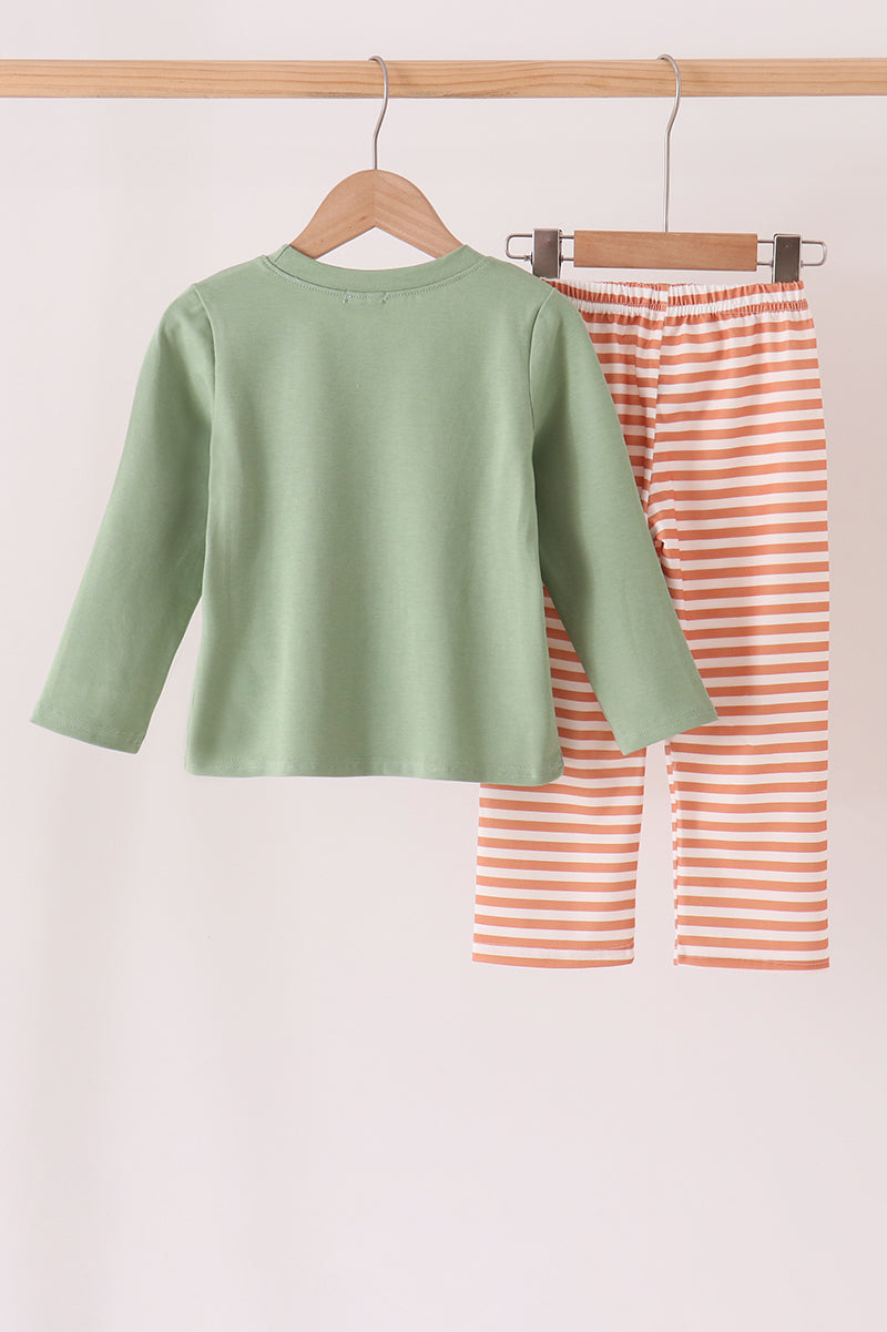 Reindeer Applique Stripe Pants Set