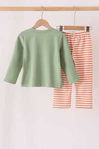 Reindeer Applique Stripe Pants Set