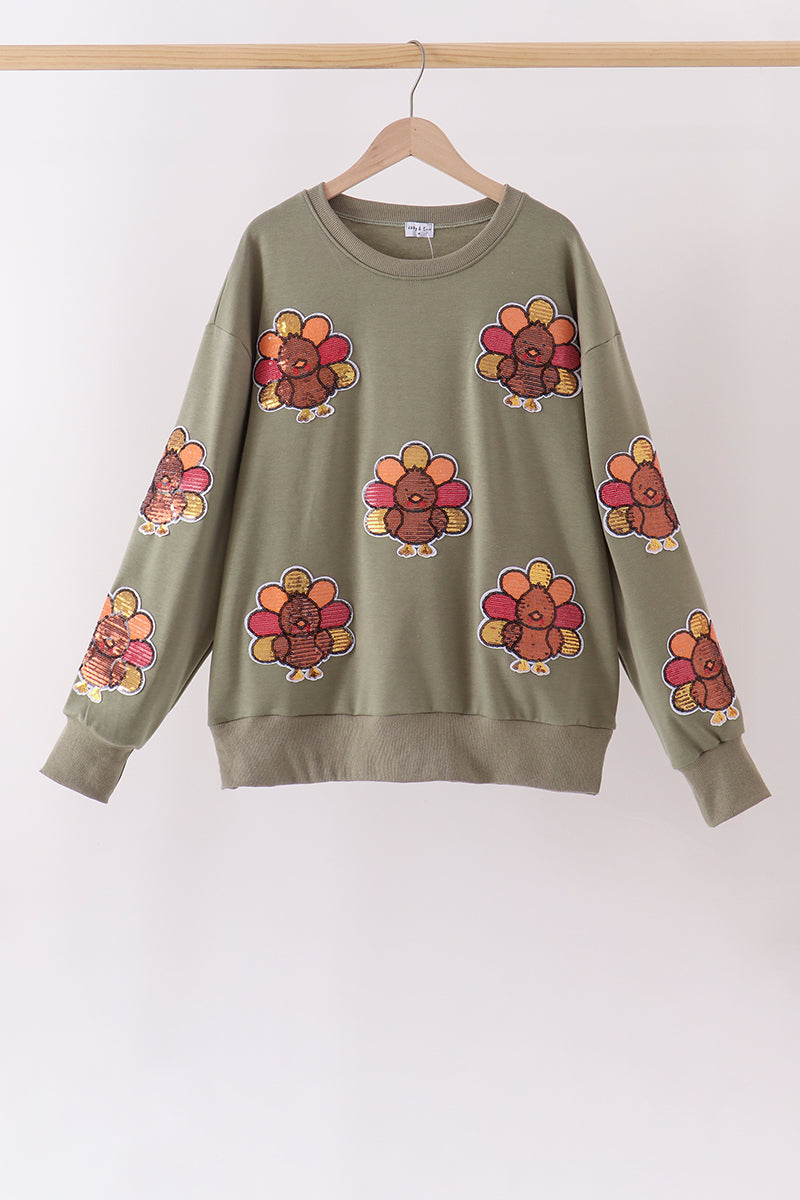 Turkey sequin mom&me top