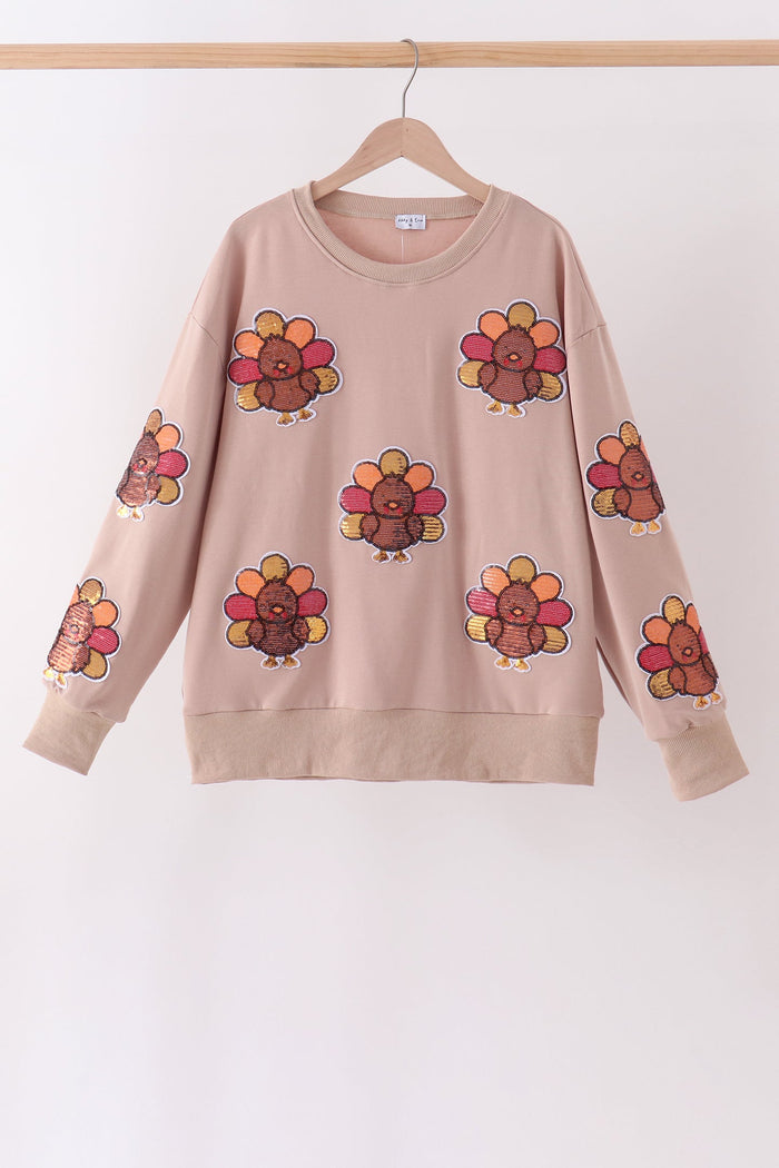 Turkey sequin mom top