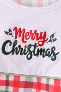 Merry christmas embroidery plaid pants set