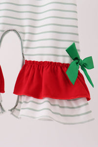 Gingerbread house applique stripe ruffle romper