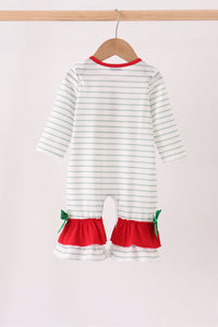 Gingerbread house applique stripe ruffle romper