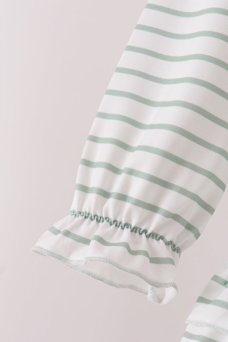 Gingerbread house applique stripe ruffle pants set