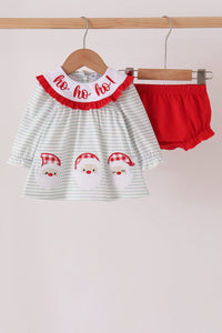 Santa applique stripe bloomer set