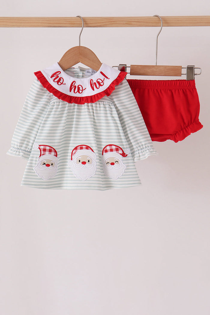 Santa applique stripe bloomer set