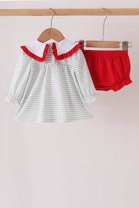 Santa applique stripe bloomer set