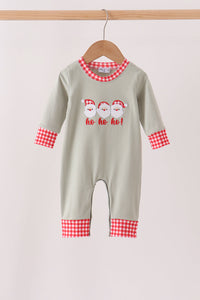 Santa applique gingham romper