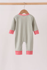 Santa applique gingham romper