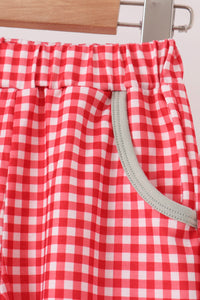 Santa applique gingham pants set