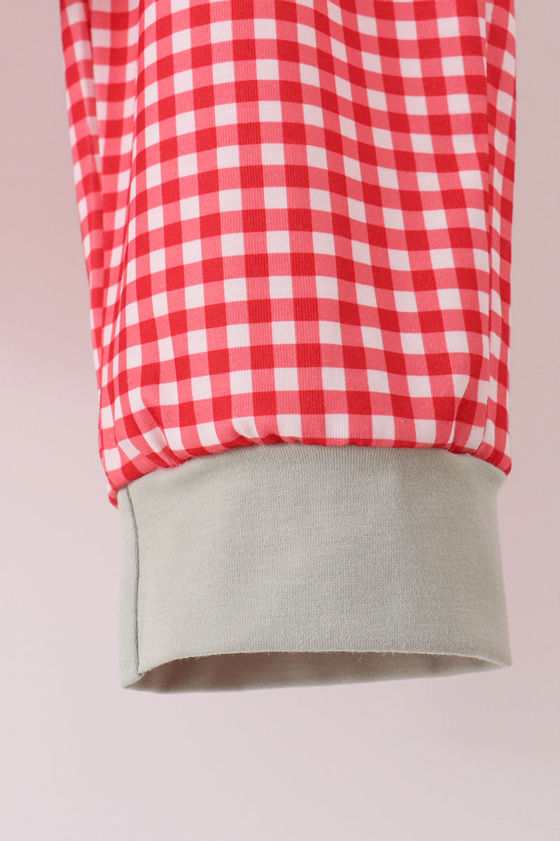 Santa applique gingham pants set